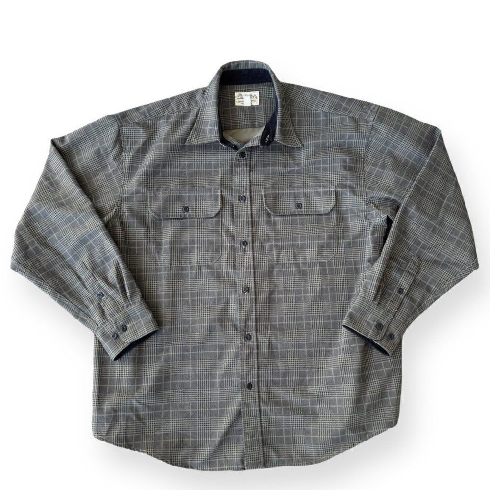 Cabela's Houndstooth Thick Button Down Shirt Olive Green‎ Men's XL